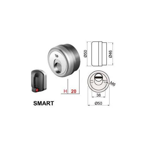 DEFENDER MAGNETICO SMART MR500 CROMO SATINATO- - ø mm.50x20h. - 3 chiavi magnetiche (SM50-20D1) - 1 pezzi DISEC