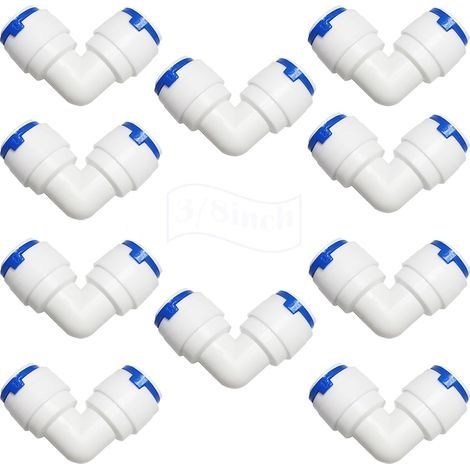 3/8 pouce coude à connexion rapide, RO Raccord Osmoseur de Filtre à Eau, pour système d'osmose inverse RO (10 pcs) (1/5)