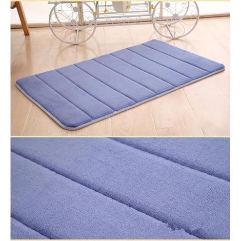 Tapis de Bain,Tapis en mousse à mémoire de forme, antidérapant, doux, corail, 40x60cm, décor de sol de cuisine, - Type Bleu (1/4)