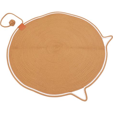 Griffoir pour chat de 80 cm en corde de coton, protège vos meubles, tapis de griffer rond et robuste avec balle jouet pour la maison (1/5)