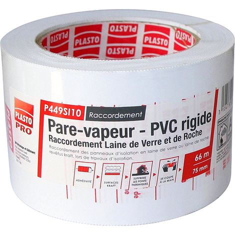3M – Pare-vapeur adhésif PVC rigide 75mm x 66m – Joint panneaux laine de verre et roche – Excellente étanchéité à l'air