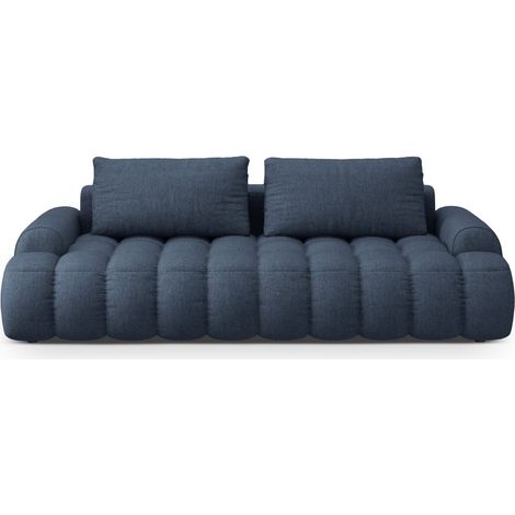 Canapé-lit + box 4 places tissu structurel bleu foncé (1/5)