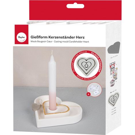Moule COEUR en silicone avec porte-bougie, 16 pces, 18,5x10,3x2,5cm, 3 pochoirs, 4 formes, béton créatif, résine époxy, décoration, porte-bougie-36166000, Gris (1/5)