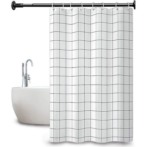 GROOFOO Rideau de Douche avec Conception de Treillis, Lavables, Séchage Rapide Anti-moisissure et Antibactérien pour Douche et Baignoire 180 x 180 cm (71 x 71 inch) (Blanc) (1/4)