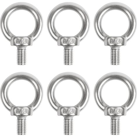 Ringschraube M6, 6 Stücke 304 Edelstahl Ösenschrauben, Augenschraube Ring Runde, Augenbolzen Runde Ringbolzen, Außengewinde-Ringschraube Hardware Ringschrauben für Rolle des Befestigens und Hängens (1/5)
