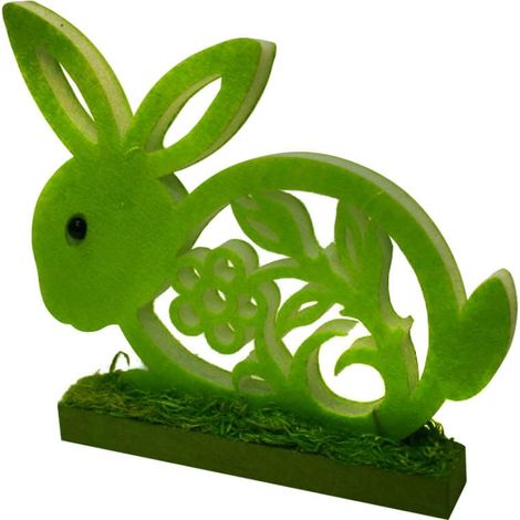 Grüner Deko-Hase auf Holzständer – Ostern 20 x 20 x 3 cm