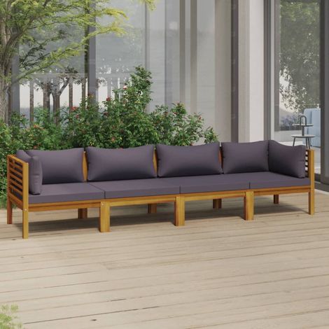 FIMEI Canapé de jardin à 4 places avec coussin Bois d'acacia massif (1/5)