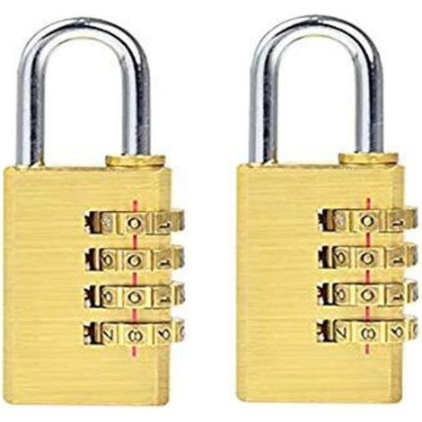 Lot de 2 Cadenas à Combinaison à 4 Chiffres,Cadenas à Combinaison in Laiton,Serrure à Combinaison à 4 Chiffres,Laiton Massif,pour Maison,Bureau,Casiers de Rangement,Casiers de Gymnastique