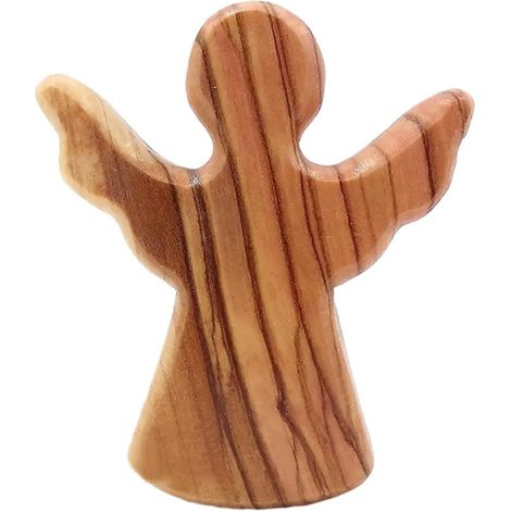 Anges gardiens de bois d'olivier - statue debout à la main - décoration de table (1/5)