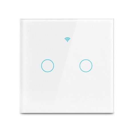 Interrupteur intelligent CHIGOODS, tactile, 2F, verre trempé, RF 433 MHz, Tuya Smart Life, compatible avec Amazon Alexa/Google Assistant, LED, Wi-Fi 2,4 GHz, blanc (1/5)