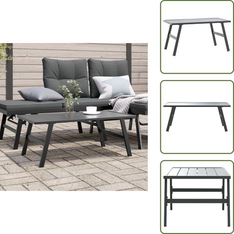The Living Store Garten-Couchtisch Schwarz 90x45x35 cm Pulverbeschichteter Stahl - Gartencouchtisch - Esszimmertisch - Außentisch - Balkontisch - Terrasse
