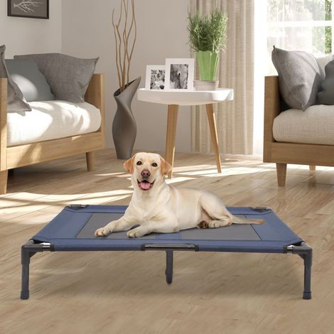 Brandina per Cani Rialzato con 600D Tessuto a Rete, Lettino per Cani Grandi da Viaggio con Peso fino a 30 kg, 91.5x76.2x18 cm, Blu