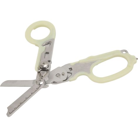 Ciseaux d'intervention d'urgence en acier inoxydable, lumineux, multifonctionnels et pliables, outils de secours pour le camping et les activités de plein air (1/5)
