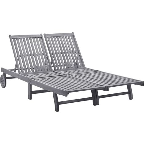 Chaise longue 2 places bois d'acacia massif