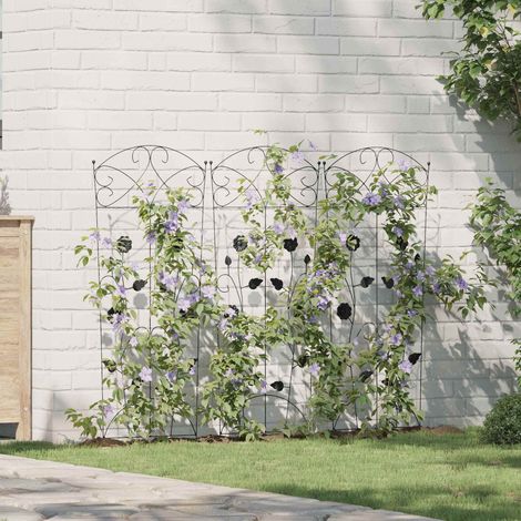 Gartenzaun 3 pcs Schwarz 110,5 x 42,5 cm Stahl