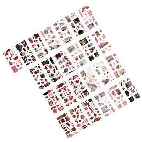 Set mit 50 Bögen Scrapbooking-Aufklebern, multifunktionale Deko-Etiketten für Tagebücher, Alben und Planer, elegantes Design, Typ 1 (1/5)