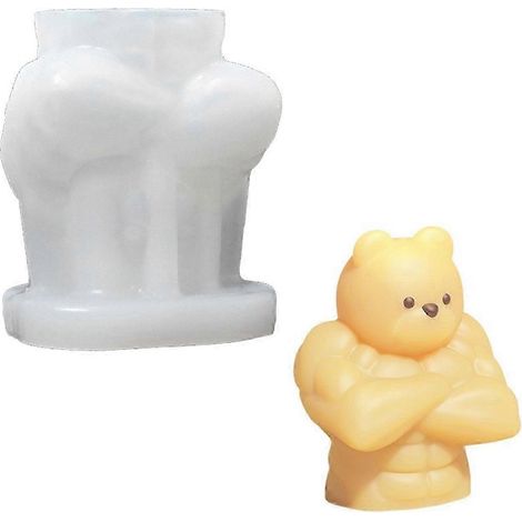 Moule à bougie en silicone motif ours de dessin animé, flexible et réutilisable, portable, compatible avec les fêtes à la maison et les activités manuelles. (1/5)