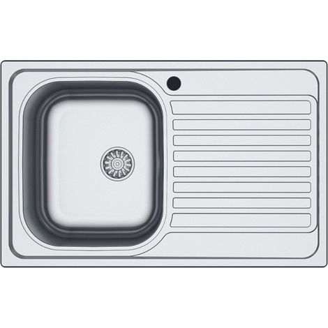 Lavello singolo in acciaio inox satinato con gocciolatoio destro 79x50 cm - Samet Classic 273 (1/5)