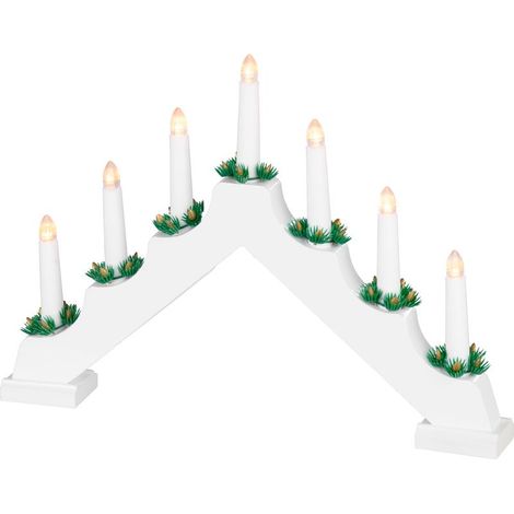 Kerzenhalter MagicHome Weihnachten, 7x LED warmweiß, weiß, 2xAA, Innenbereich, 39x4,5x29 cm (1/2)