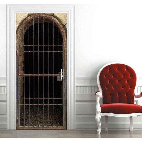 Lntyq Sticker Porte Effet 3D Chambre Décoration Portail En Ferraille 77 X 200 Cm Stickers De Porte Auto-Adhésif Imperméable Amovible Art Stickers Pour Salon Chambre Décoration Autoco (1/5)