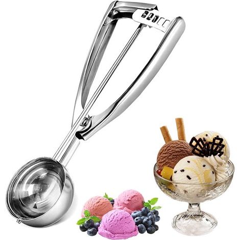 Porter Eiscremelöffel aus Edelstahl Eiscremespender mit Selbstauslöser 5 cm Eiscremespender aus Edelstahl 304 Cupcake-Portionierer mit und Griff (1/5)