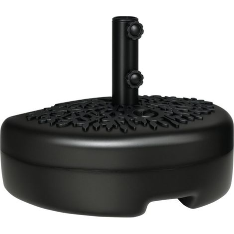 Base de parasol demi-ronde, support extérieur à remplir, 18 kg d'eau ou 21 kg de sable, dimensions 50x31x38 cm, couleur noire, stable pour terrasse ou jardin. (1/5)