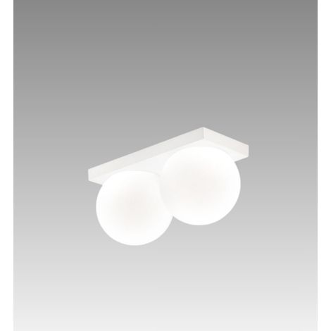 Plafonnier Led Série 8378 En Métal Blanc Mat, 2X8W 3000K, Design Moderne Avec Diffuseurs En Verre Soufflé Satiné, Ip40 - Perenz, Luminaire Chic (1/2)