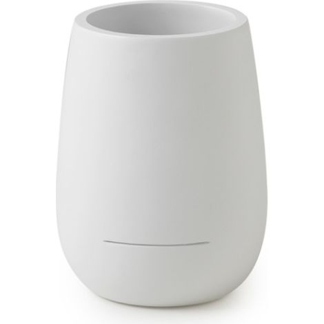 PORTA SPAZZOLINI DA APPOGGIO IN RESINA BIANCA MODELLO KIRA - DIM. CM (LXPXH): 8,5X8,5X11 - BIANCO MATTO  - GDY