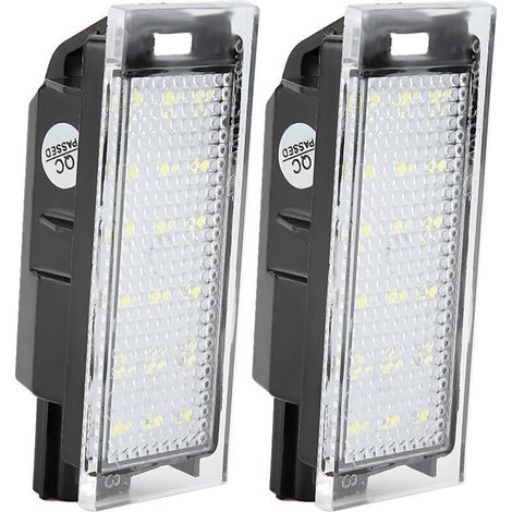 LED Plaque d'Immatriculation,2 pièces LED Éclairage Plaque Immatriculation Ampoules,Super Brillant CanBus Pas d'Erreur Feux Arrière pour Clio Espace Laguna Megane-DOU
