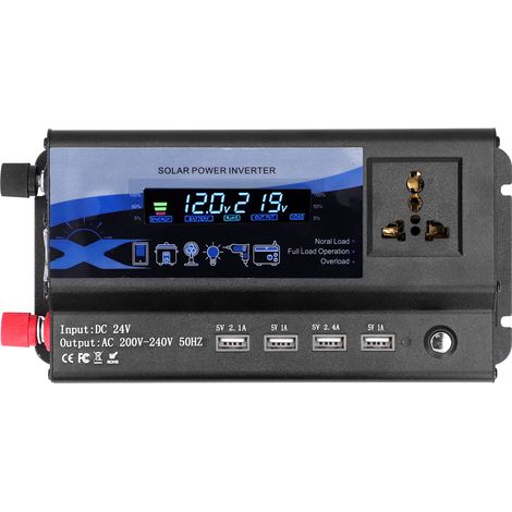 Xuyuan 4000W Kfz-Wechselrichter mit farbiger LED-Ambientebeleuchtung, 4 USB-Ladegeräten und 24V-Fahrzeugstromwandler (1/5)