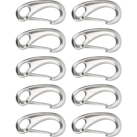 Lot de 10 mousquetons à ressort robustes de 50 mm en acier inoxydable, de qualité marine. (1/5)
