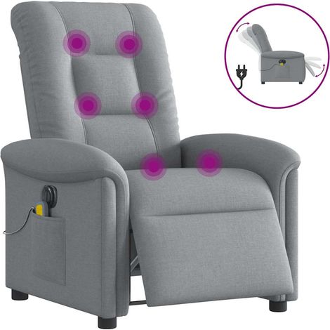 Massagesessel Elektrisch Hellgrau Stoff