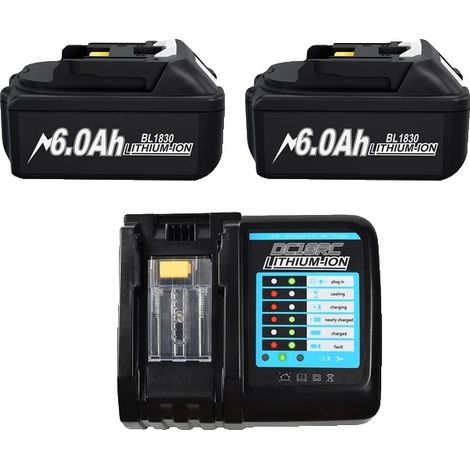 Batterie lithium-ion, 18V, capacité de 6000mAh, 2 6.0Ah 3A Chargeur (1/2)
