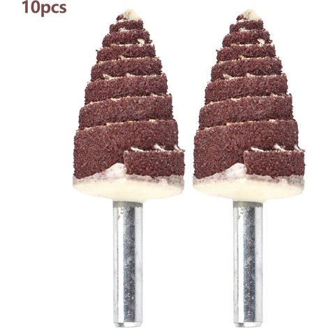 Ortviai Tête de meulage conique pour outil rotatif – 10 pièces, embout 6 mm, dimensions 6×20 mm, abrasif en papier de verre (1/5)