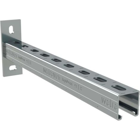Walraven – Console murale Rapidstrut 600 mm – Profil 41 x 41 x 2,5 mm – Acier soudé pour intérieur et extérieur – Perforation continue