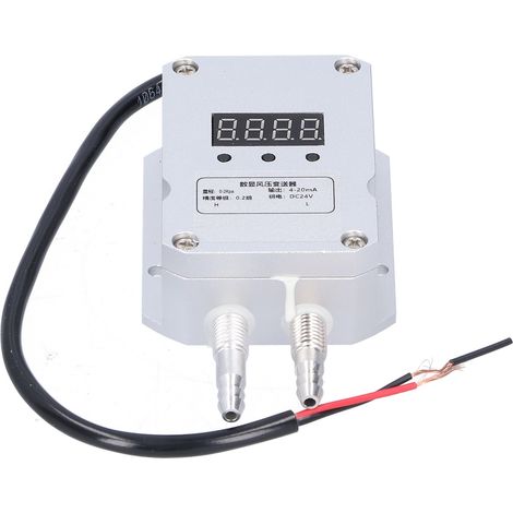 Winddrucktransmitter, silberfarben, digitales Display, Differenzdrucksensor, 4–20 mA DC, 24 V, 0–2 kPa (1/5)