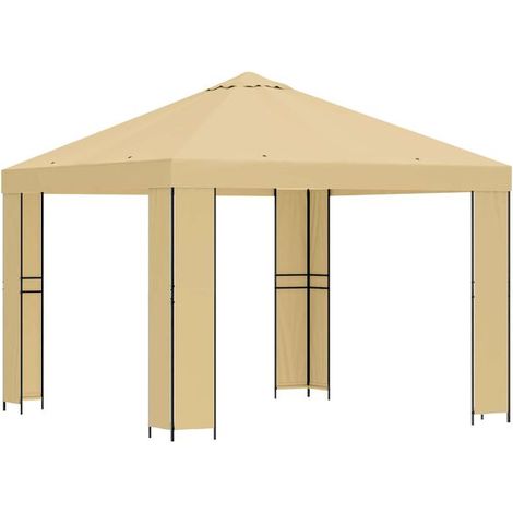 Gazebo de 3 mètres, fibre de polyester beige et acier, 190 g/m² (1/5)