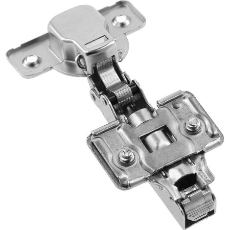 charnière de meuble en applique, sans ressort pour mécanisme push-to-open, réglage 3D, montage sur porte, acier allié, finition nickelée polie, avec vis Euro, 1 pièce (1/2)