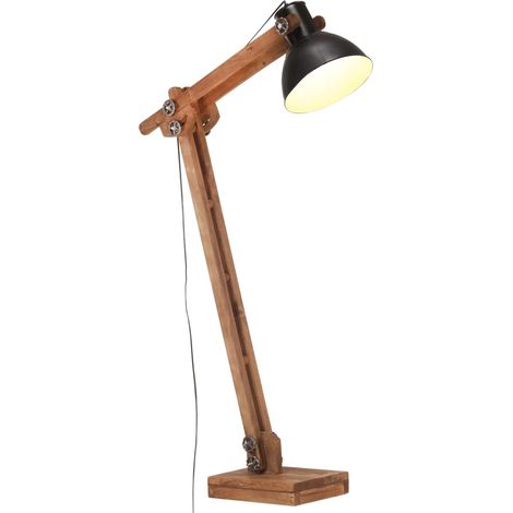 Lámpara de pie madera maciza de mango negro E27 vidaXL (1/5)