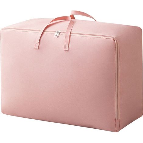 Dos bolsas de almacenamiento grandes con asas reforzadas y cremalleras resistentes, de color rosa, dimensiones: 70 cm x 50 cm x 26 cm, capacidad: 90 litros. (1/4)