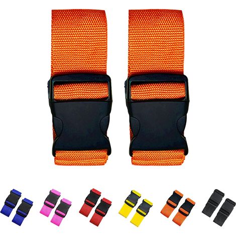 Lot de 2 sangles à bagages réglables, couleur orange, pour sécuriser vos bagages pendant vos voyages.-AquaForge (1/5)