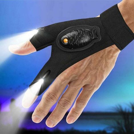 1 paire de gants de lampe de poche étanches à LED pour hommes - Cadeau pour papa, grand-père, gants rechargeables, doigts, gadgets sympas, outils, idées cadeaux, cadeaux d'anniversaire uniques (1/4)