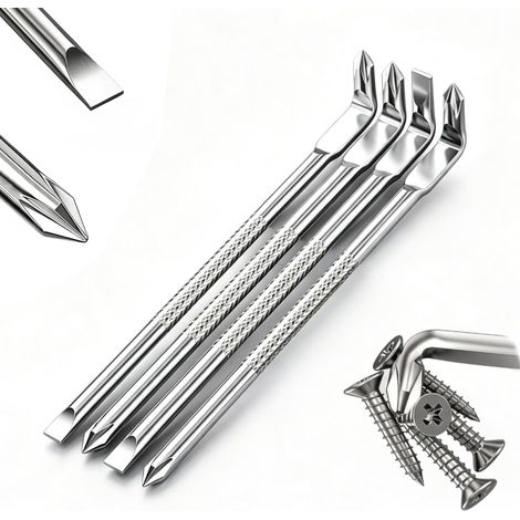 4 Pièces Tournevis Coudés, Tournevis Décalés Type L Double Tête, 118mm/180mm Plat Cruciforme Driver, Offset Driver Magnétiques, pour Travaux Dans des Espaces Étroits-B (1/5)