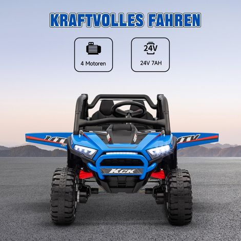 Voiture enfant électrique UTV 2 places, 5-7 km/h, télécommande, musique, lumières, autonomie 1h, bleu (1/5)