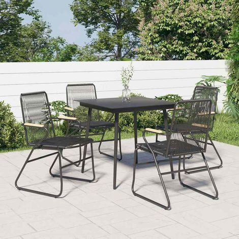 Chaises de jardin pour terrasse et extérieur en rotin PVC et acier noir lot de 4 - PANGIVO (1/5)