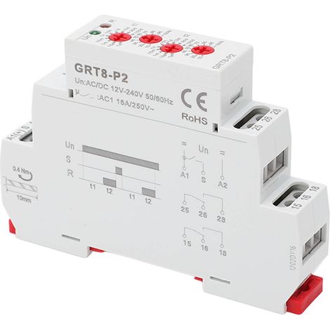 Impulsausgangs-Zeitrelais, Mini-Bauform, DIN-Schienenmontage, Gehäuse aus flammhemmendem ABS, AC/DC 12–240 V (1/5)