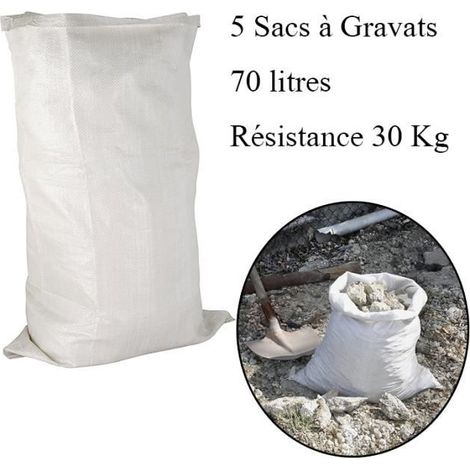 Sac à gravats WOVTE 5 Sacs à Gravats 70 litres Résistance 30 Kg Qualité Professionnelle Pour Débris Construction, Déchets (1/4)