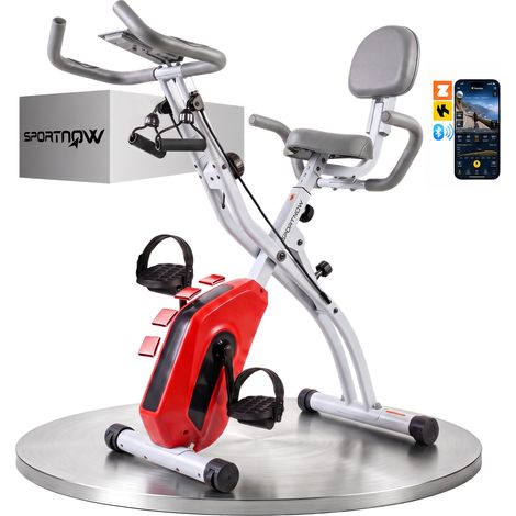 SPORTNOW 4-In-1 Folding Exercise Bike with Resistance Bands, Orange (1/5)