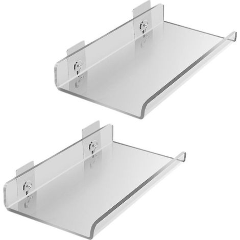 Étagère Murale Flottante Acrylique - 2 Pièces - 30 x 12 x 12 cm - Charge Max 5 kg - Pour Livres, Objets Déco, Enceintes, Photos - Salle De Bain Cuisine Chambre (1/5)