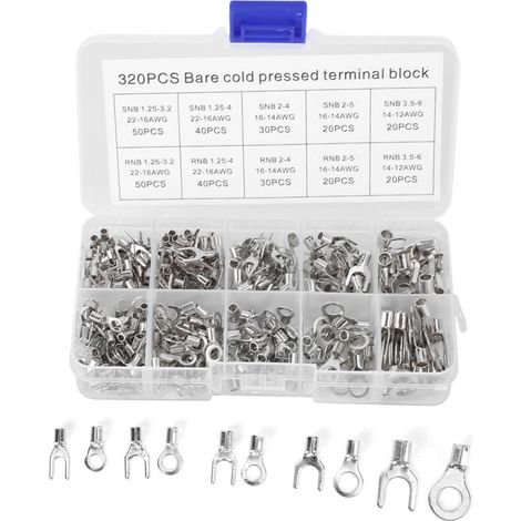Kit de 320 cosses à anneau non isolées en cuivre pour câbles électriques (OT/UT) (1/5)
